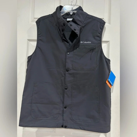 Columbia Mens Large Coral Ridge Vest Dark Grey NWT UPF 50 sun protection - Picture 1 of 11